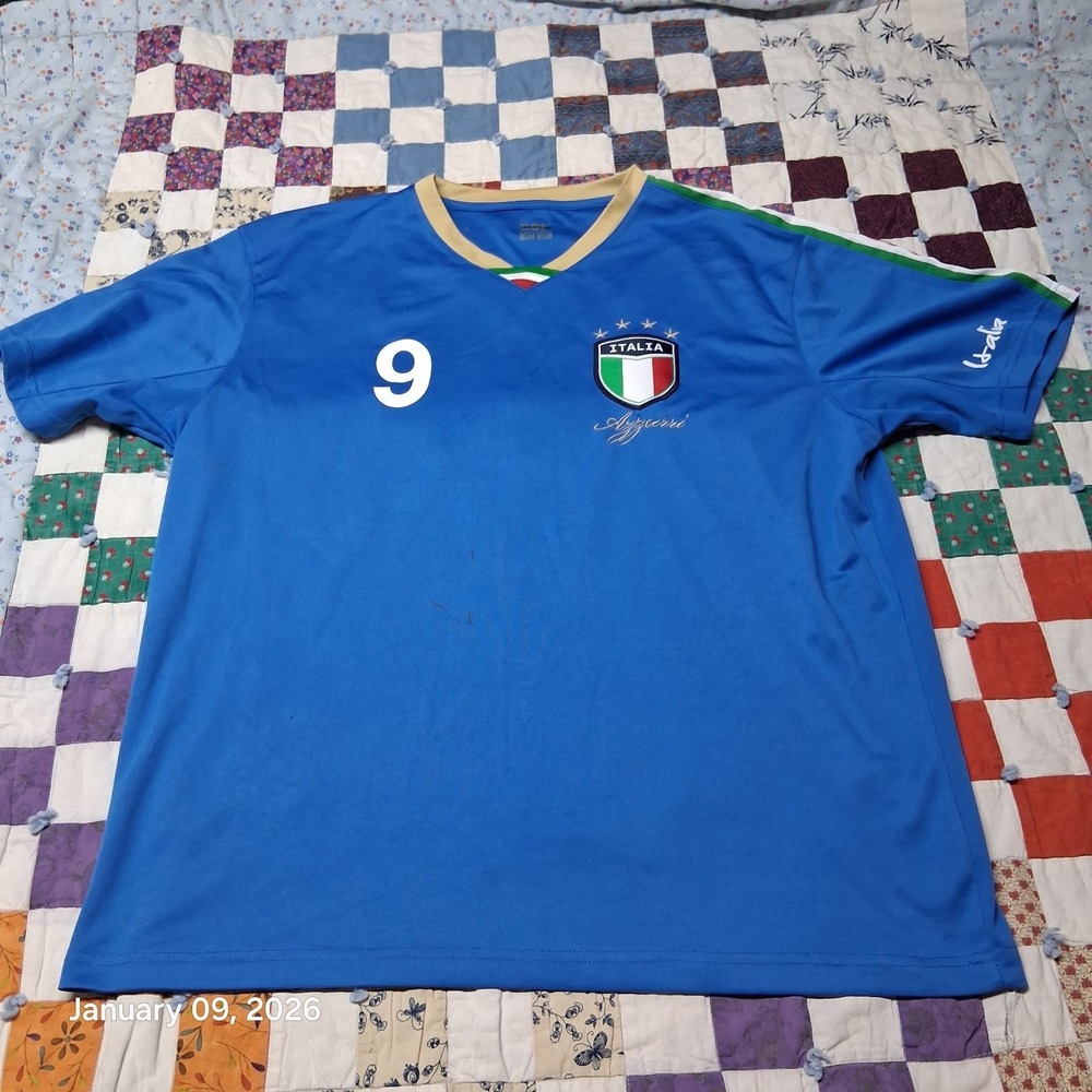 Gol Azzurri Italia 9 Blue Jersey Size XL Soccer Futbol‎ BIG back Logo